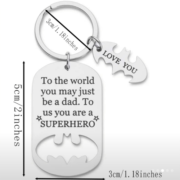 🦇🦇NEW🦇🦇AWESOME!! Super Hero Father's Keychain in BLACK 🦇🦇 - Picture 4 of 13